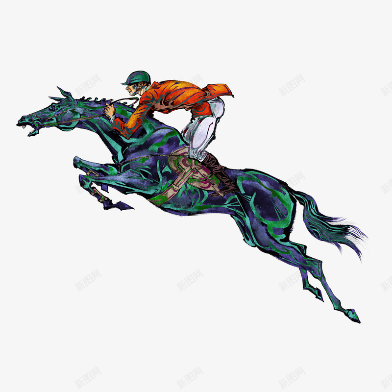 手绘赛马运动员png免抠素材_新图网 https://ixintu.com 手绘 手绘赛马运动员 赛马 运动员