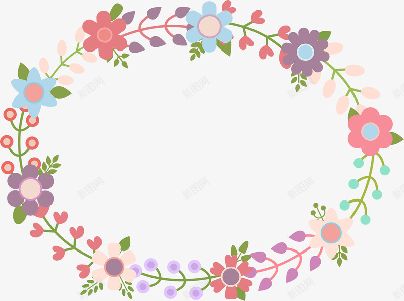 可爱唯美婚庆矢量图ai免抠素材_新图网 https://ixintu.com 可爱 唯美 婚庆 情人节 情人节素材 浪漫 矢量素材 粉色 花环 矢量图