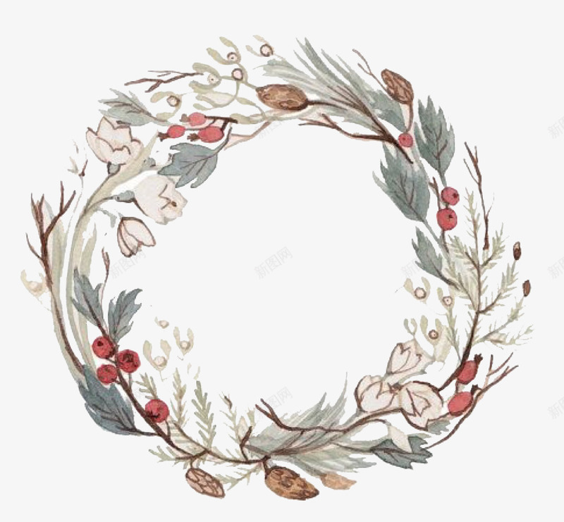 小清新花环图标png_新图网 https://ixintu.com 图标 手绘 植物 花环
