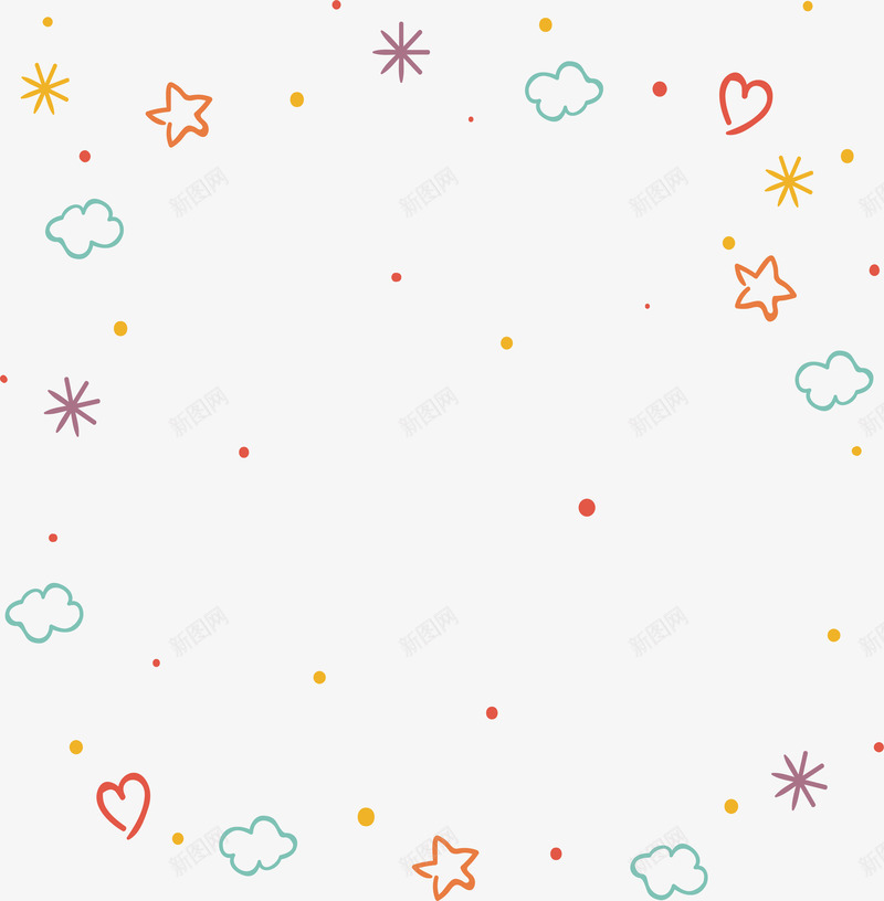 星星云朵彩色花纹矢量图eps免抠素材_新图网 https://ixintu.com 云朵花纹 卡通花纹 彩色花纹 星星花纹 爱心花纹 矢量png 矢量图