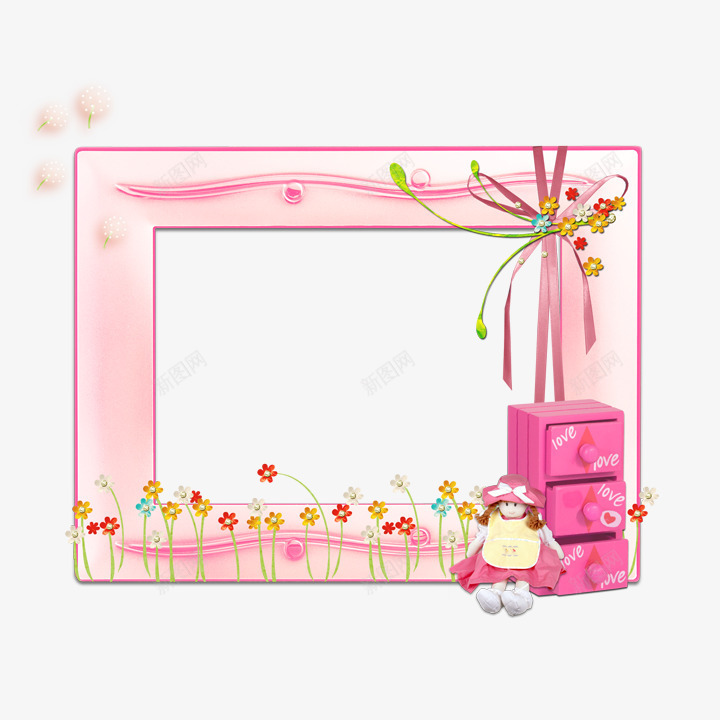 边框png免抠素材_新图网 https://ixintu.com 儿童相册 可爱 复古 欧美风格可爱儿童边框 花朵 花边