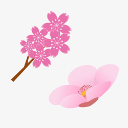 创意树枝粉红色花朵春季樱花桃花矢量图素材