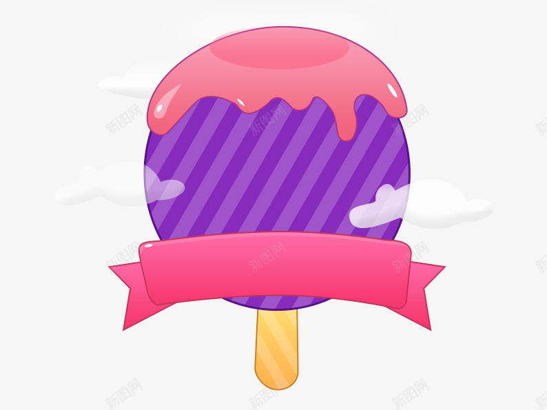 卡通糖果片png免抠素材_新图网 https://ixintu.com 丝带 卡通糖果 棒棒糖 白云 糖果