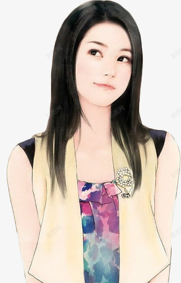 秀气可爱现代手绘美女png免抠素材_新图网 https://ixintu.com 可爱 现代 秀气 美女