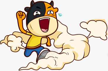 手绘奔跑的白云小牛png免抠素材_新图网 https://ixintu.com 奔跑 白云