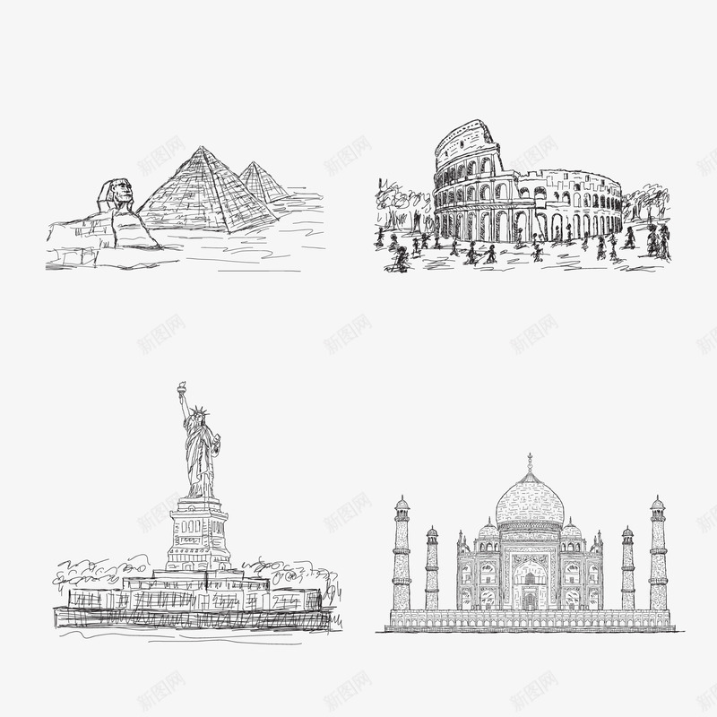 著名建筑简笔画手绘png免抠素材_新图网 https://ixintu.com 城市简笔画 建筑 手绘 简笔画 著名