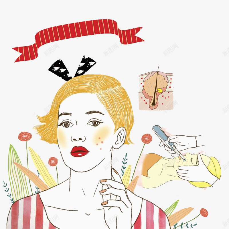 时尚女士美容美妆png免抠素材_新图网 https://ixintu.com 化妆 卡通平面 女士 女生 微整 手绘人物 整形 美妆 美容 韩式微整