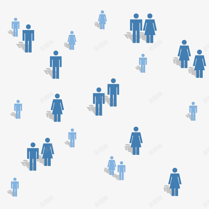 人来人往矢量图ai免抠素材_新图网 https://ixintu.com 卡通 商务 简洁 蓝色 矢量图