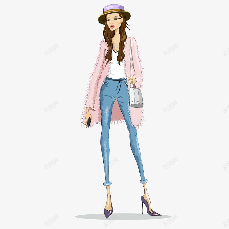 卡通模特美女购物矢量图ai免抠素材_新图网 https://ixintu.com 卡通美女 性感美女 手绘美女 时尚美女 模特美女 美女矢量图 矢量图