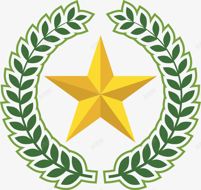 叶子橄榄星星绿色花环png免抠素材_新图网 https://ixintu.com 叶子 星星 橄榄枝 绿色
