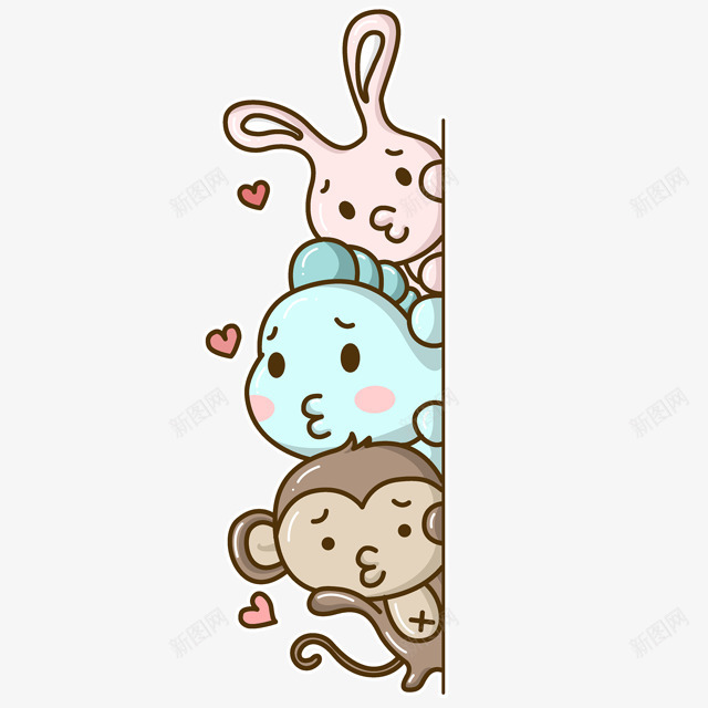 一起偷看的小动物png免抠素材_新图网 https://ixintu.com 一起 偷看 动物 墙后偷看 要看