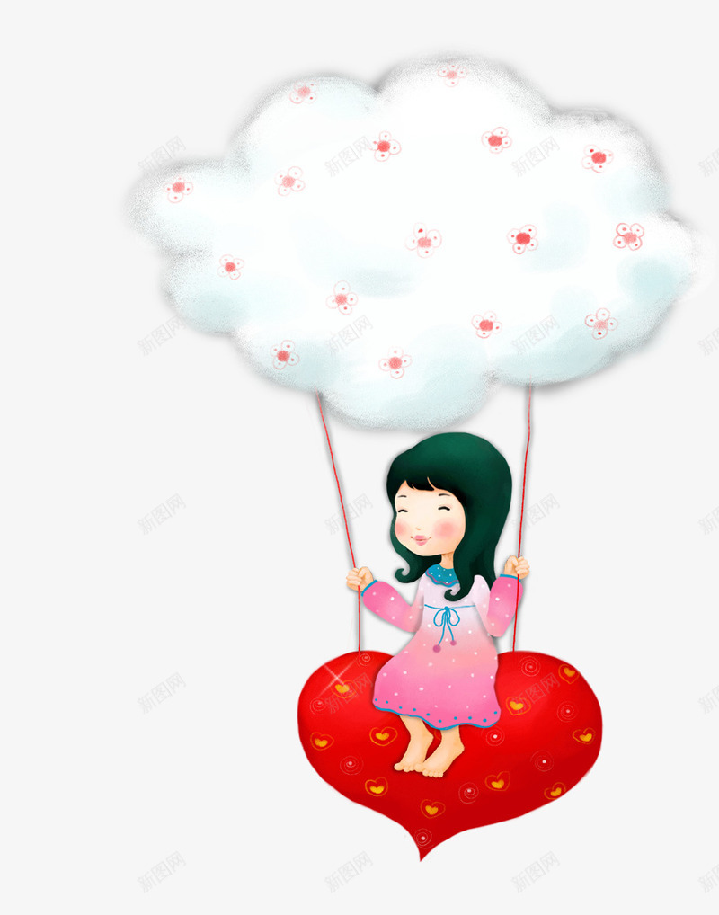 白云秋千卡通女孩子png免抠素材_新图网 https://ixintu.com png素材 卡通女孩子 白云秋千