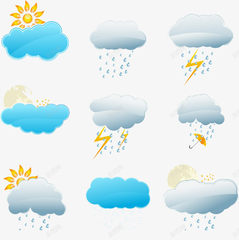 天气预报png免抠素材_新图网 https://ixintu.com 下雨 云朵 天气气象局素材 天气预报 天气预报云朵免抠素材 太阳 风雨气温图