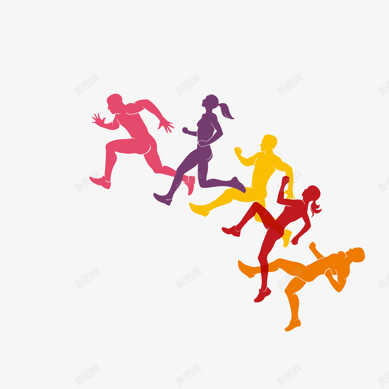 跑步中的人物剪影矢量图ai免抠素材_新图网 https://ixintu.com 300像素图 AI图免抠 大图免抠 手绘 矢量图 跑步 跑步影子 运动员 高清免抠