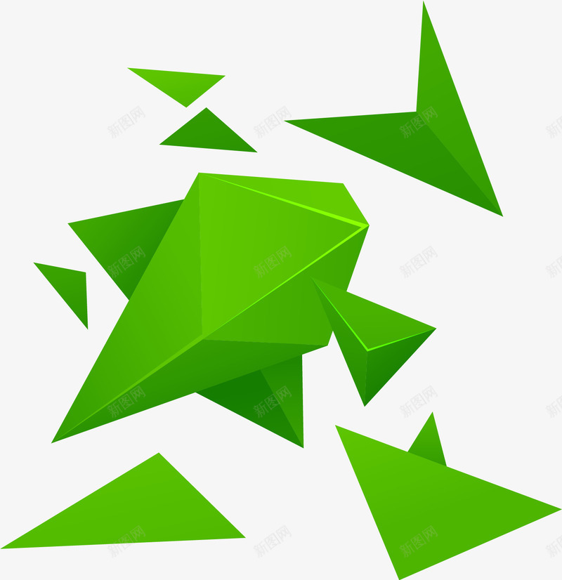 卡通方块三角形png免抠素材_新图网 https://ixintu.com 三角形 免抠PNG 卡通 方块 简约 绿色 菱角