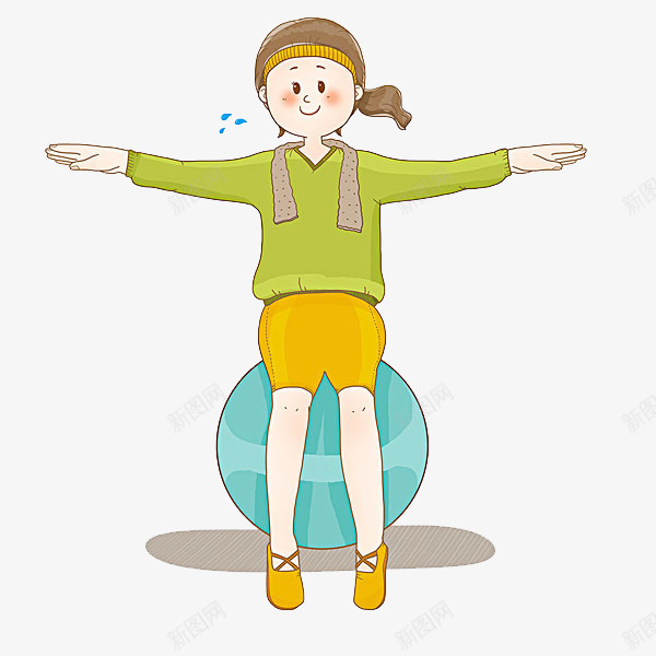 卡通运动的女孩活动室png免抠素材_新图网 https://ixintu.com 健身球 出汗 女孩 活动 活动室 运动 运动的女孩