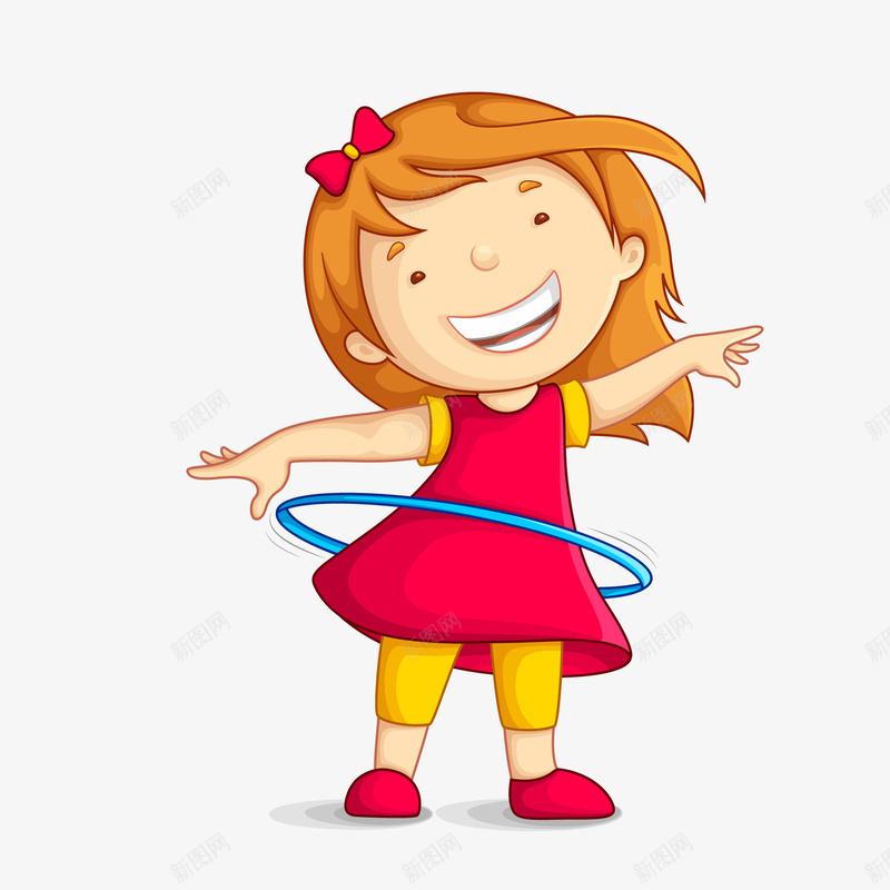 转呼啦圈的女孩矢量图ai免抠素材_新图网 https://ixintu.com 儿童节 卡通 可爱 呼啦圈 女孩 校园运动会 锻炼 矢量图