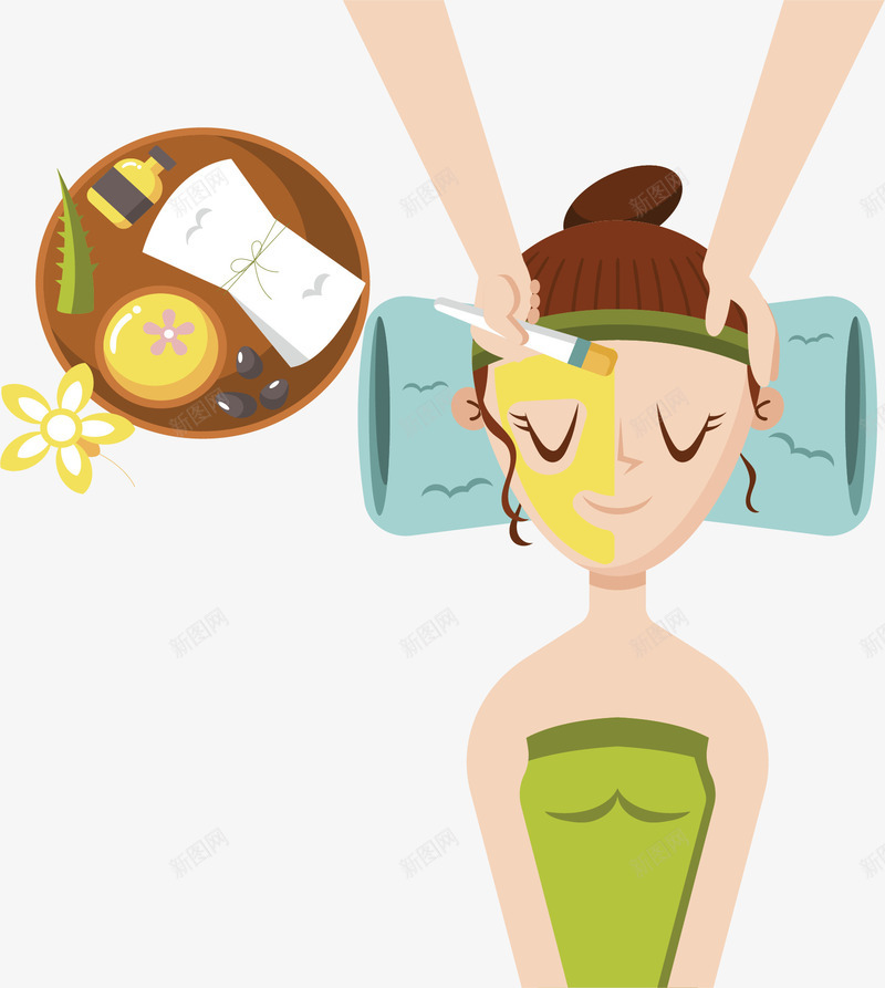 美容院做面膜的人矢量图ai免抠素材_新图网 https://ixintu.com 做美容 做美容的人 做面膜 做面膜的人 矢量png 美容院 矢量图