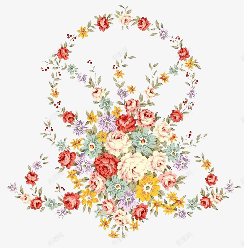 彩铅手绘花环花卉png免抠素材_新图网 https://ixintu.com 色彩缤纷 花朵 装饰画