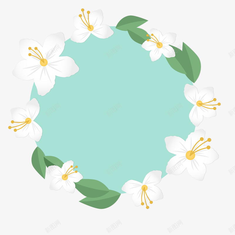 创意茉莉花花环矢量图ai免抠素材_新图网 https://ixintu.com 卡通 植物设计 花环设计 茉莉花 装饰边框 矢量图
