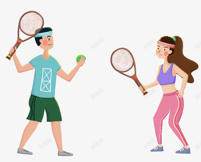 手绘可爱人物插图打网球运动健身png免抠素材_新图网 https://ixintu.com 人物插图 健身 可爱 情侣 手绘 手绘可爱人物插图打网球运动健身的情侣免费下载 打网球 运动
