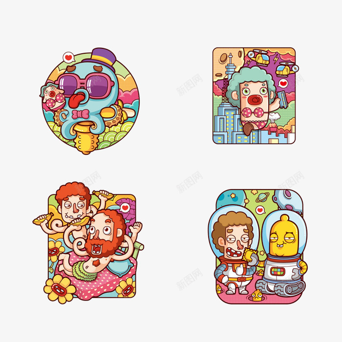欧美朋克风卡通人物png免抠素材_新图网 https://ixintu.com 人物 卡通 可爱 庞克风 欧美朋克风