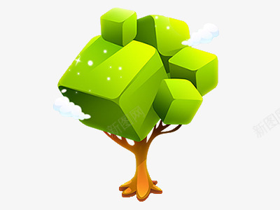 树png免抠素材_新图网 https://ixintu.com 云 卡通 可爱 树木 白云 立体