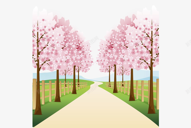 手绘樱花树林矢量图ai免抠素材_新图网 https://ixintu.com 创意 彩色图 手绘 手绘图 时尚 樱花 水彩 矢量图 简单