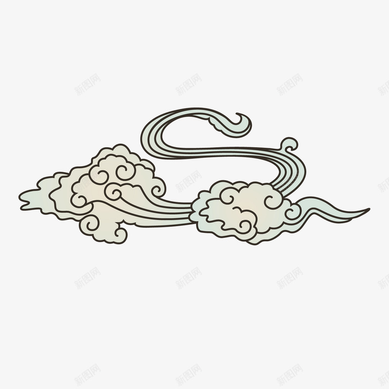 灰色手绘白云矢量图ai免抠素材_新图网 https://ixintu.com 手绘 白云 素材 线稿 矢量图