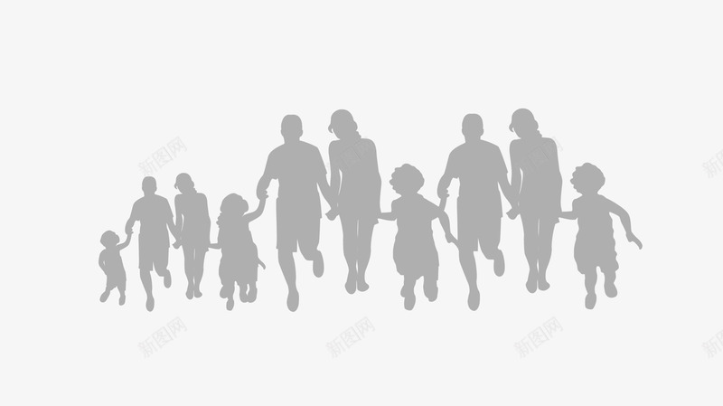 人物剪影png免抠素材_新图网 https://ixintu.com 人物剪影 奔跑 孩子 父母 运动