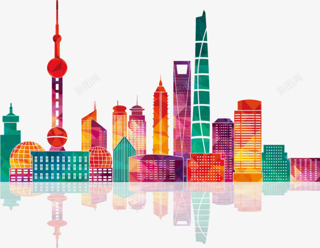 彩色手绘城市高楼png免抠素材_新图网 https://ixintu.com 城市 彩色 高楼
