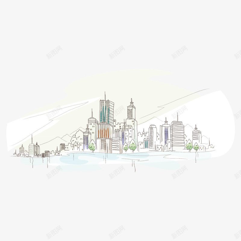 线描世界城市矢量图eps免抠素材_新图网 https://ixintu.com 卡通 城市 手绘 水彩 线描 线描世界城市 矢量图