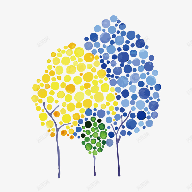 波点树矢量图eps免抠素材_新图网 https://ixintu.com PNG图片 PNG图片素材 PNG素材 PNG素材免费下载 圆点 彩色 树木 波点 矢量图