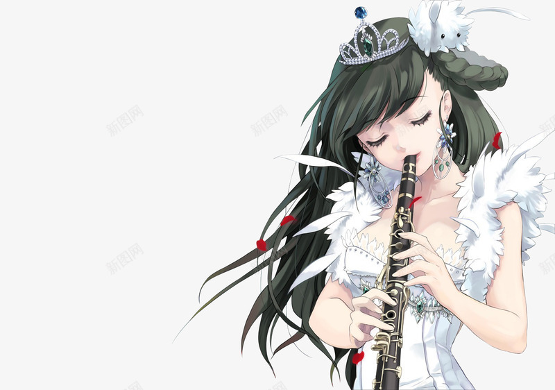 吹笛子的美女png免抠素材_新图网 https://ixintu.com 人物 动漫 卡通人物 女孩