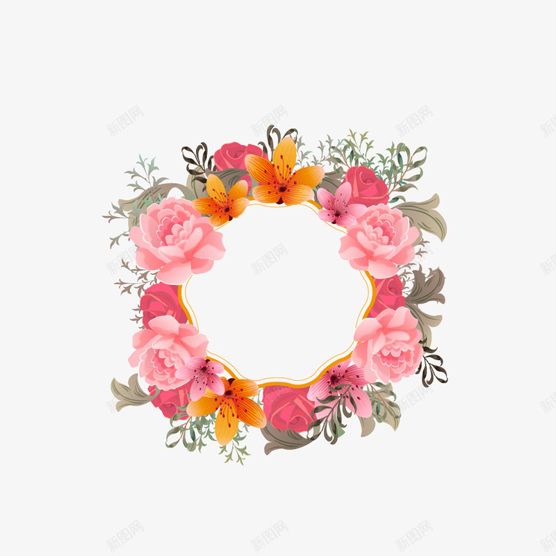 花圈花环png免抠素材_新图网 https://ixintu.com 玫瑰花 环圈 花环
