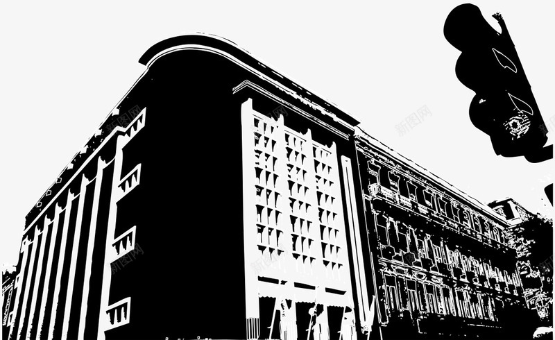房地产黑白的建筑png免抠素材_新图网 https://ixintu.com 交通灯 剪影建筑 城市的建筑 房地产楼房
