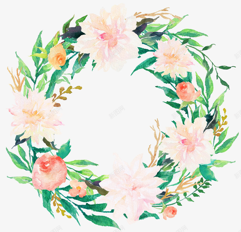 水彩圆形花环09png免抠素材_新图网 https://ixintu.com 圆 水彩 花环