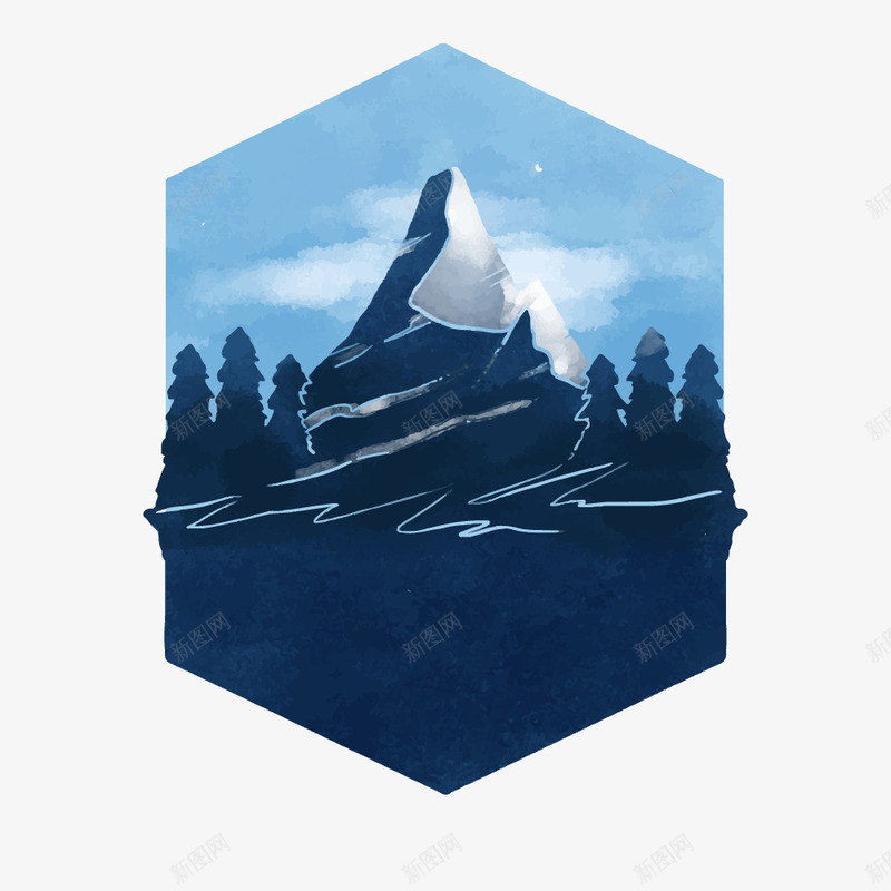 森林雪山png免抠素材_新图网 https://ixintu.com 云朵 手绘 牌子 风景