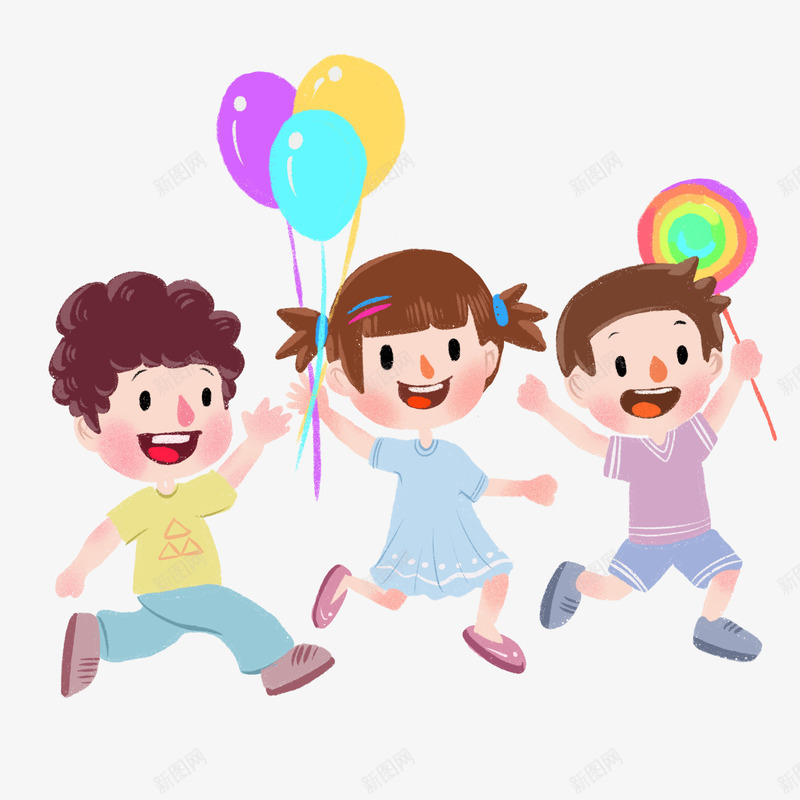 儿童男孩女孩气球卡通插画png免抠素材_新图网 https://ixintu.com 儿童 卡通 女孩 插画 气球 男孩 素材