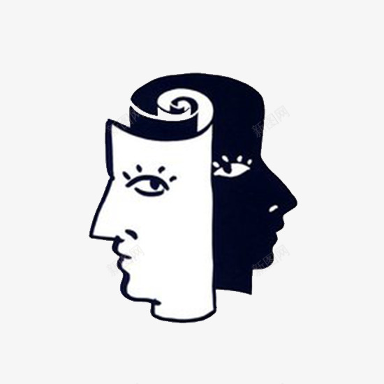 双面人png免抠素材_新图网 https://ixintu.com 双面 双面人脸 联公 黑白脸