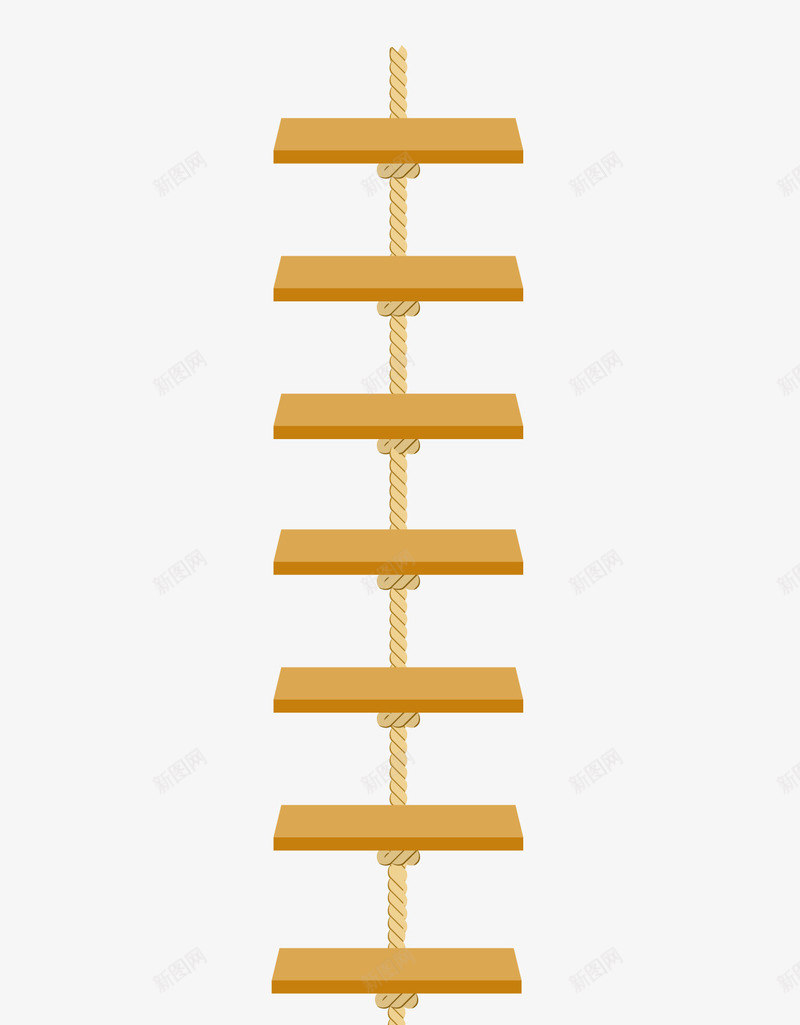 简约绳系云梯png免抠素材_新图网 https://ixintu.com 云梯 木质云梯 简约风格梯子 装饰梯子 黄色 黄色木板