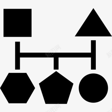 方案五块几何基本黑色的形状图标图标