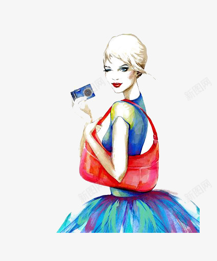 时尚欧美街拍png免抠素材_新图网 https://ixintu.com 卡通 女人 手绘 插画 时尚 街拍 裙子