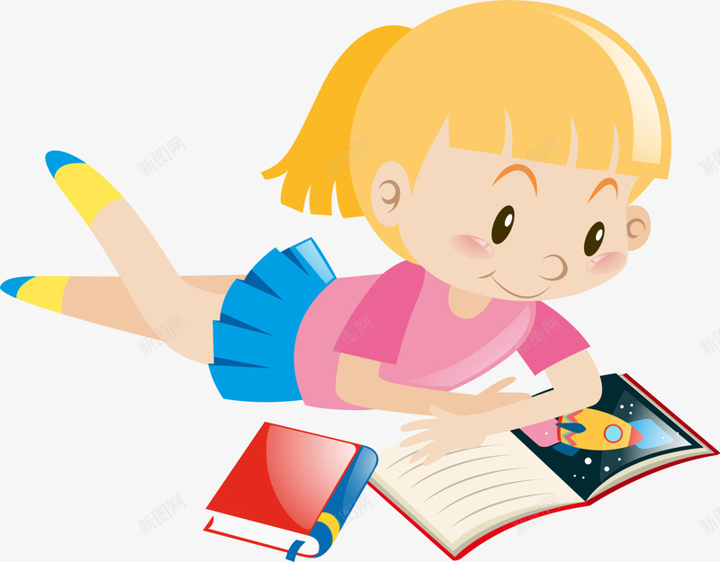 可爱卡通读书女孩png免抠素材_新图网 https://ixintu.com 世界读书日 卡通女生 国际儿童图书日 知识 读书女孩 阅读