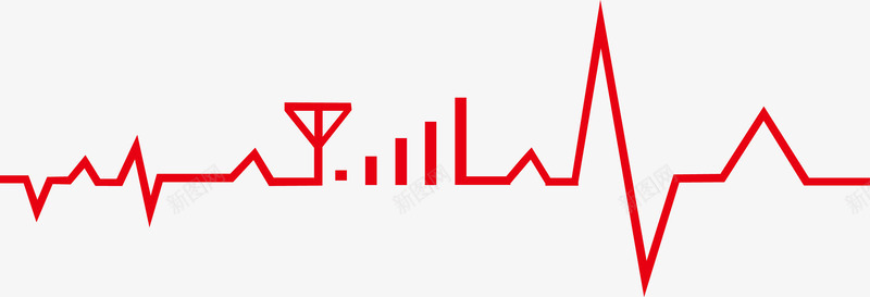 手机信号创意心电图矢量图ai免抠素材_新图网 https://ixintu.com 心电图线 手机信号 红色 矢量图