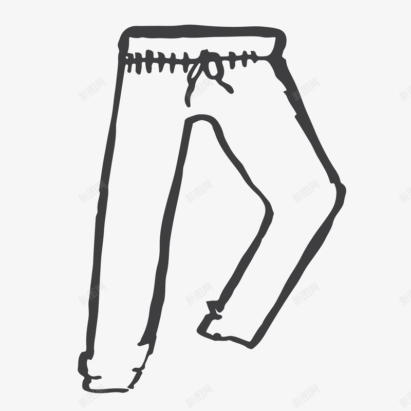 卡通简约黑白插画小清新裤子图标png_新图网 https://ixintu.com 小清新插画 广告设计 扁平化简约黑白样式 极简黑白图样 简笔画装饰 裤子 黑白简约插画