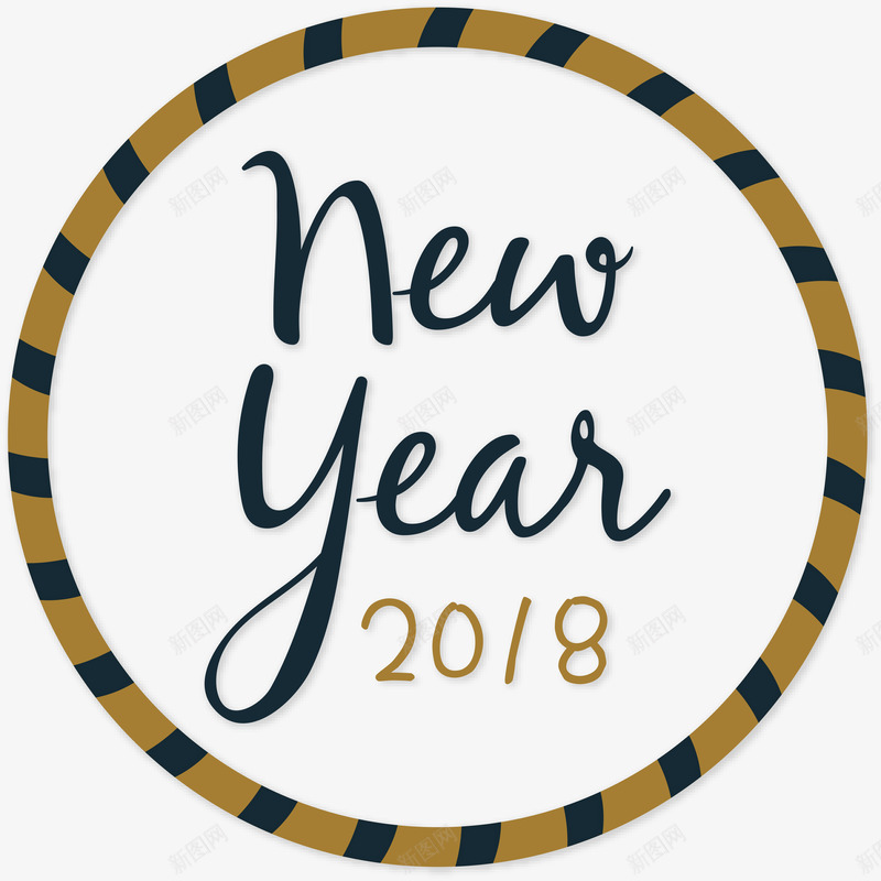 2018新年圆形标签png免抠素材_新图网 https://ixintu.com 2018 圆形 新年花环 标签 矢量图案 英文