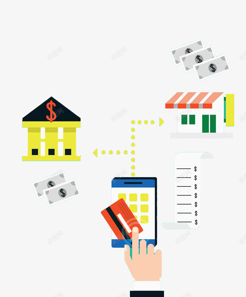 刷卡和手机png免抠素材_新图网 https://ixintu.com 刷卡 卡通 手机 钱币