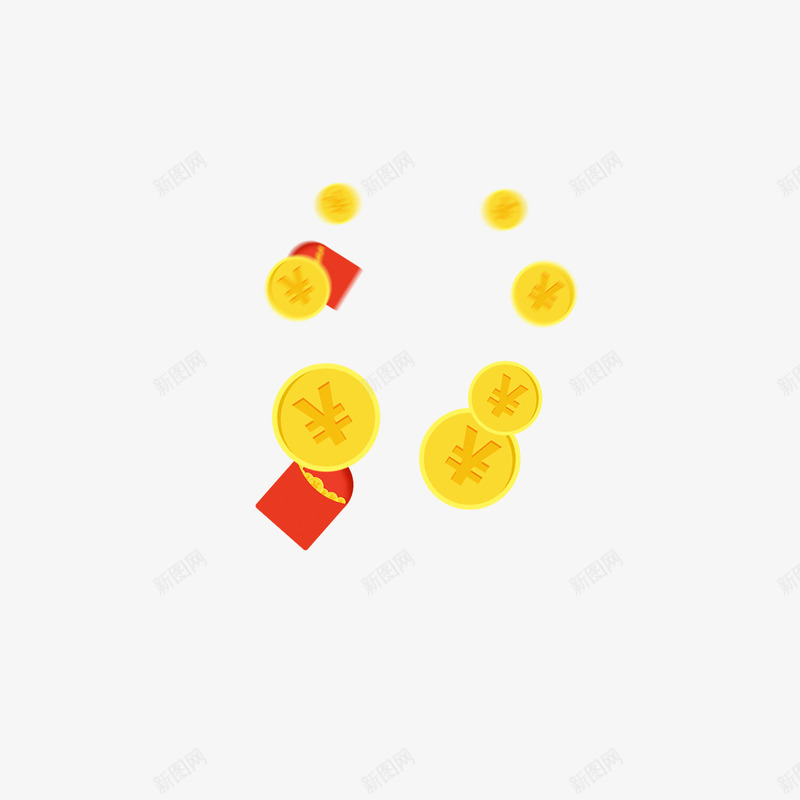 黄色钱币psd免抠素材_新图网 https://ixintu.com 喜庆 圆形 平面 礼物 红包 节日 金钱 黄色