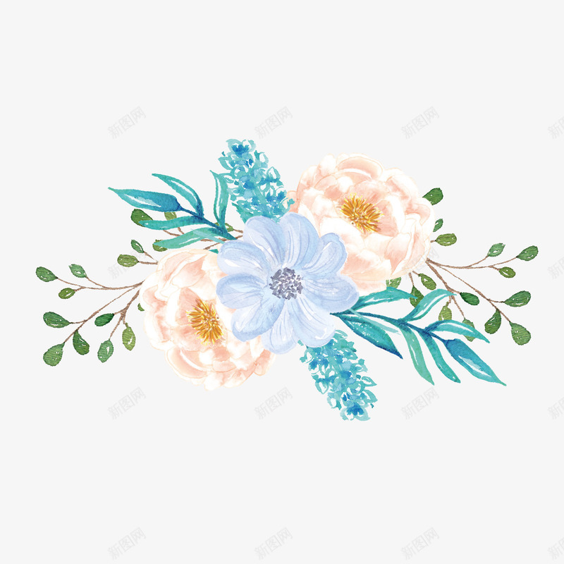 水彩简约花朵图png免抠素材_新图网 https://ixintu.com 创意 卡通手绘 叶子 植物 水彩 绿色 花卉 花朵 鲜花